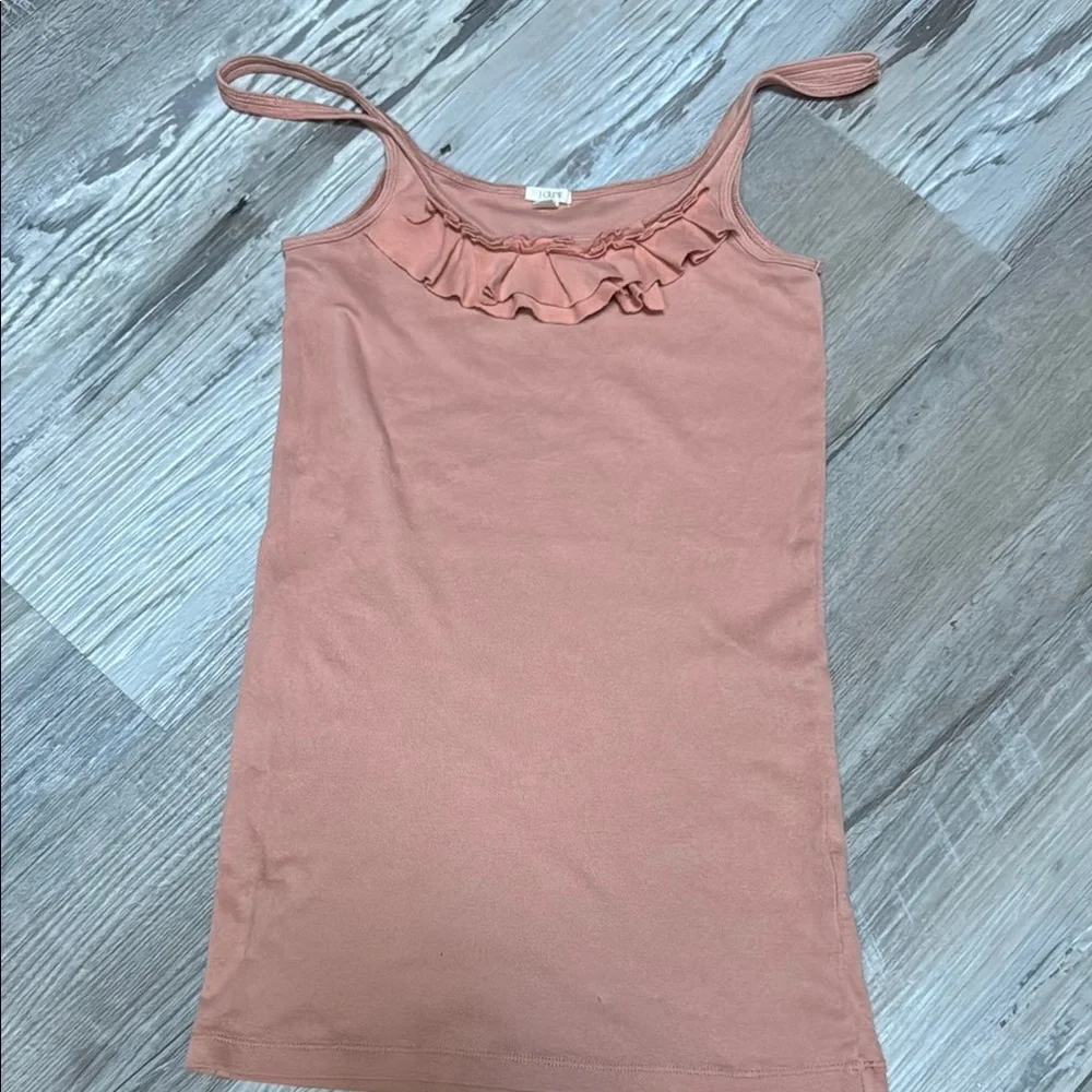 Women's J. Crew Pink Ruffle Tank Top
